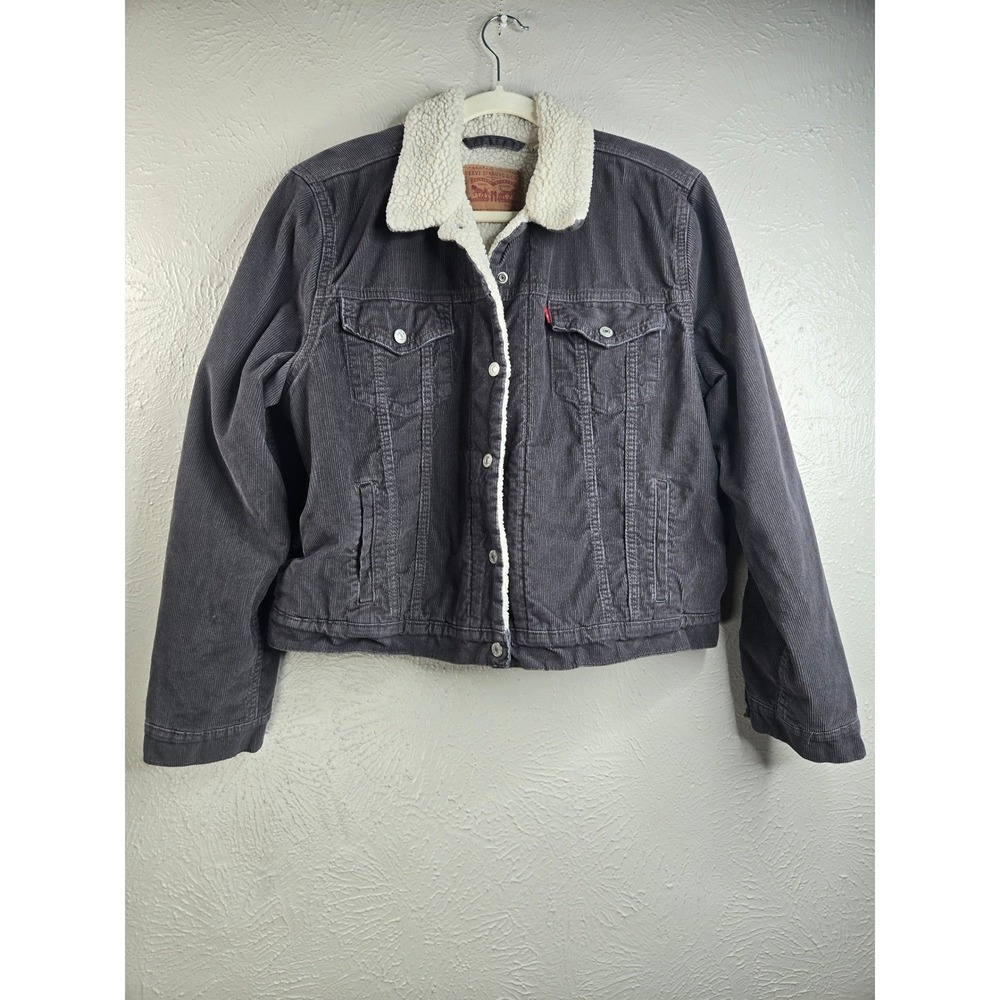 Levi's Sherpa Lined Corduroy Trucker Jacket XL Gray Corduroy Western Gorpcore